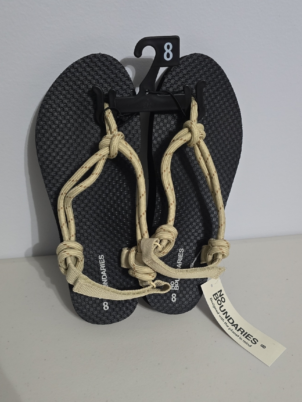 🆕️ Boundaries Rope-Style Sandals in Beige and Black - Size 8